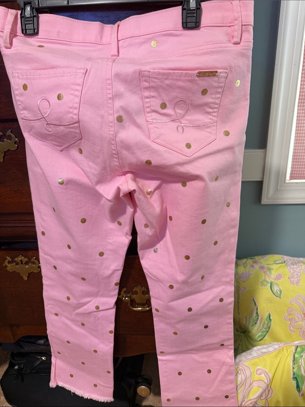 Pink women’s ' Polka Dot cropped jeans - Picture 3 of 4